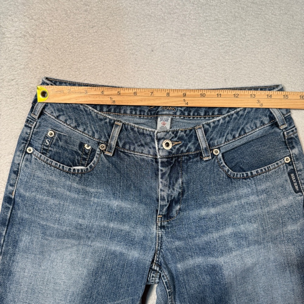 Vintage Y2K Silver Jeans Flare Jeans Womens 30 Blue Low Rise Denim 100% Cotton - Picture 6 of 10